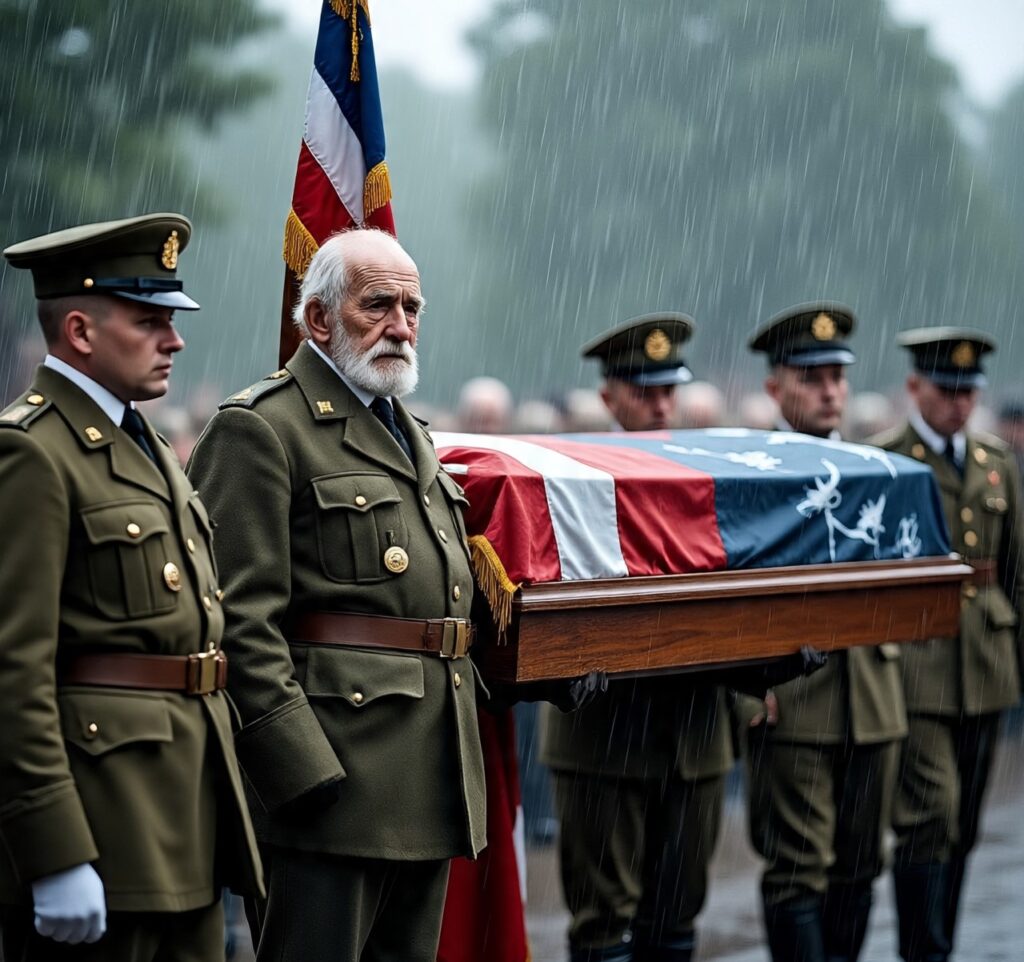 General Joe Johnston standing bare-headed in the rain during Sherman’s funeral procession—a symbol of honor and doing the right thing despite discomfort.