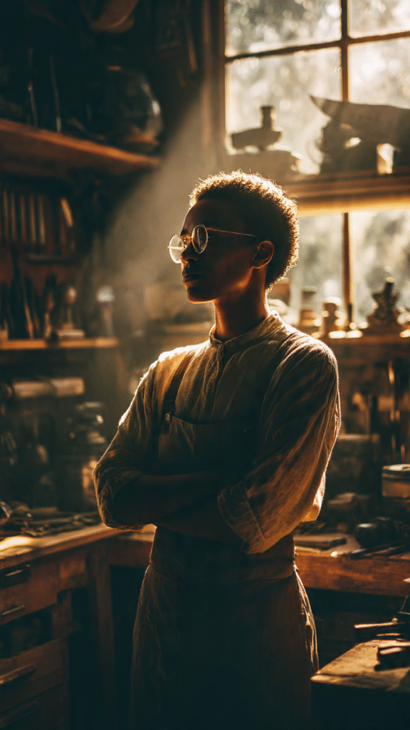 A person working with focus and calm determination, representing Stoic virtue and the idea that how you do something matters more than what you do.