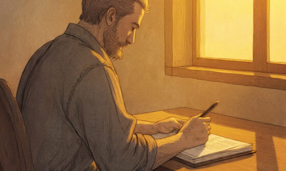 A person journaling by a window at sunrise, symbolizing intentional learning, self-growth, and reflection in a calm and inspiring morning setting.