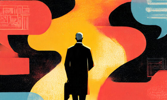 Illustration of a red smoke trail leading a detective away from the real clue, symbolizing distraction in arguments and the Red Herring Fallacy.