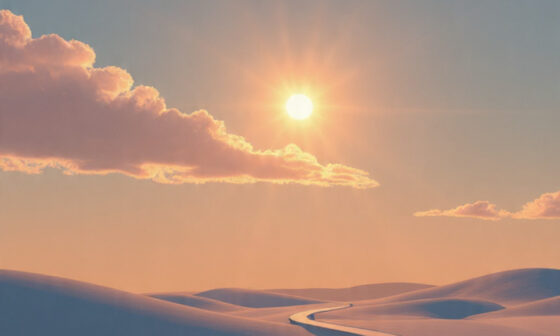 A lone traveler walking a long winding road under soft sunlight, symbolizing steady progress no matter the pace.