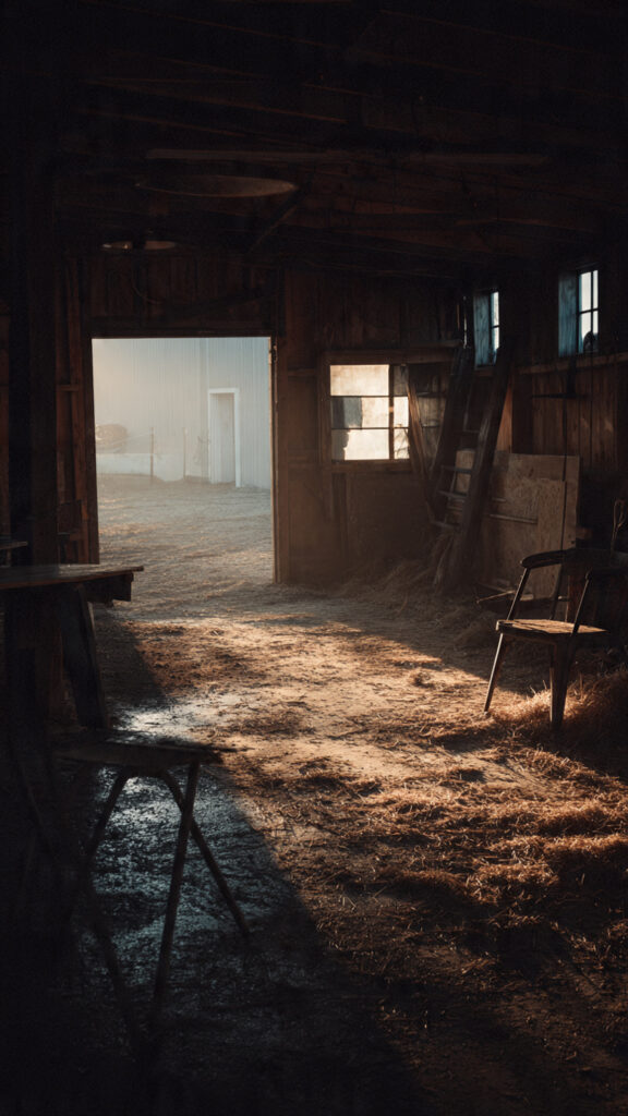 A symbolic barn scene illustrating Proverbs 14:4, contrasting comfort and cleanliness with the productive mess that leads to growth.