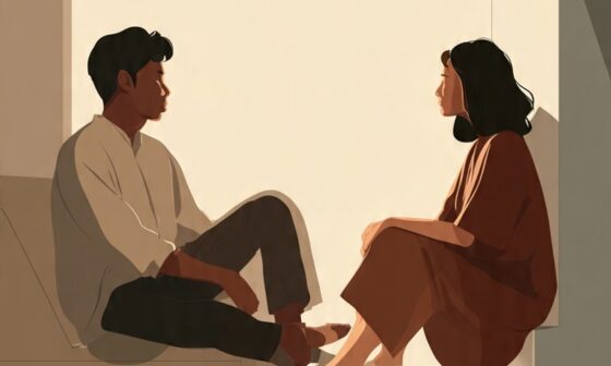 Illustration symbolizing polite and respectful Christian communication through calm conversation