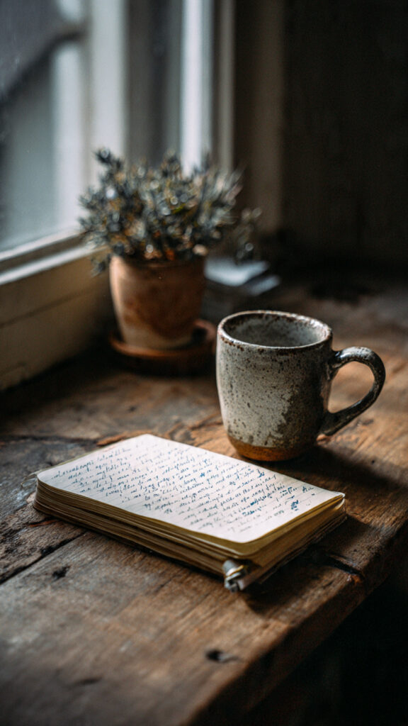 A quiet everyday scene symbolizing gratitude, personal growth, and contentment with one’s own journey