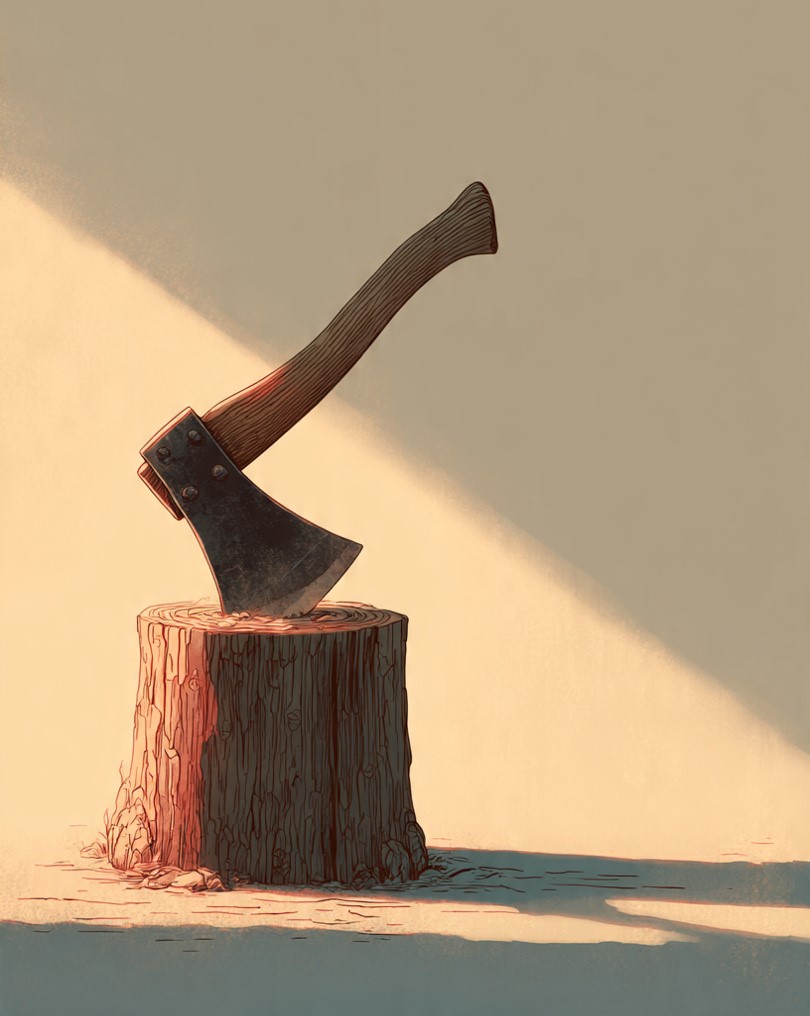 A symbolic image of a sharpened axe representing wisdom, preparation, and the lesson of Ecclesiastes 10:10.