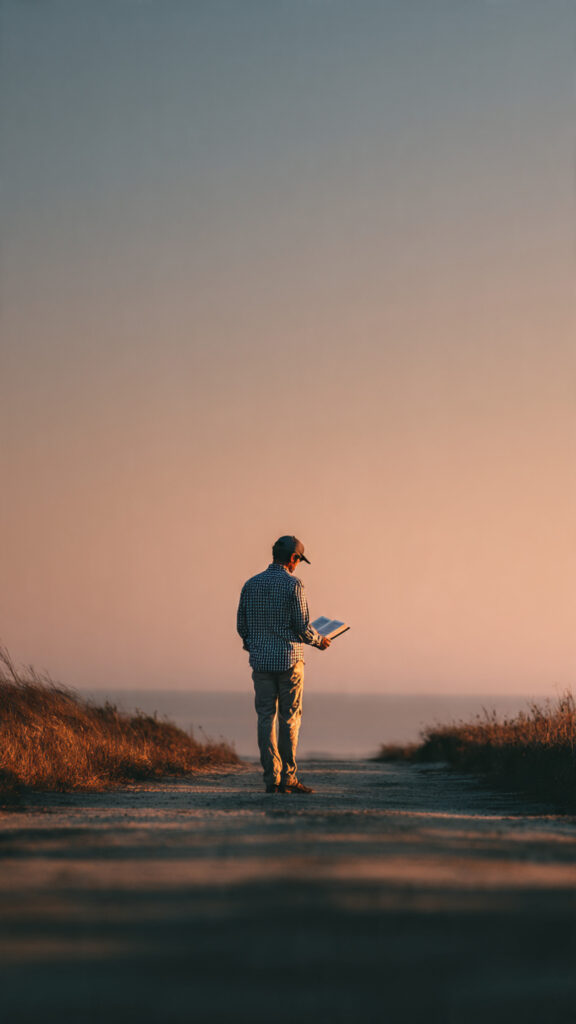 person reading the Bible in a quiet moment reflecting on living a life aligned with God