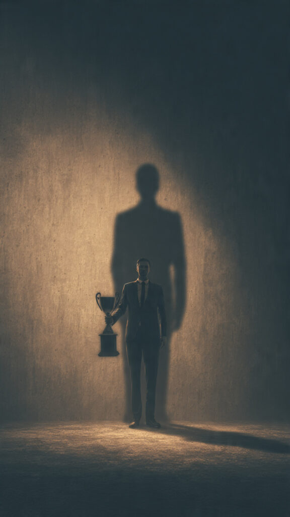 person carrying a heavy burden symbolizing responsibility after success