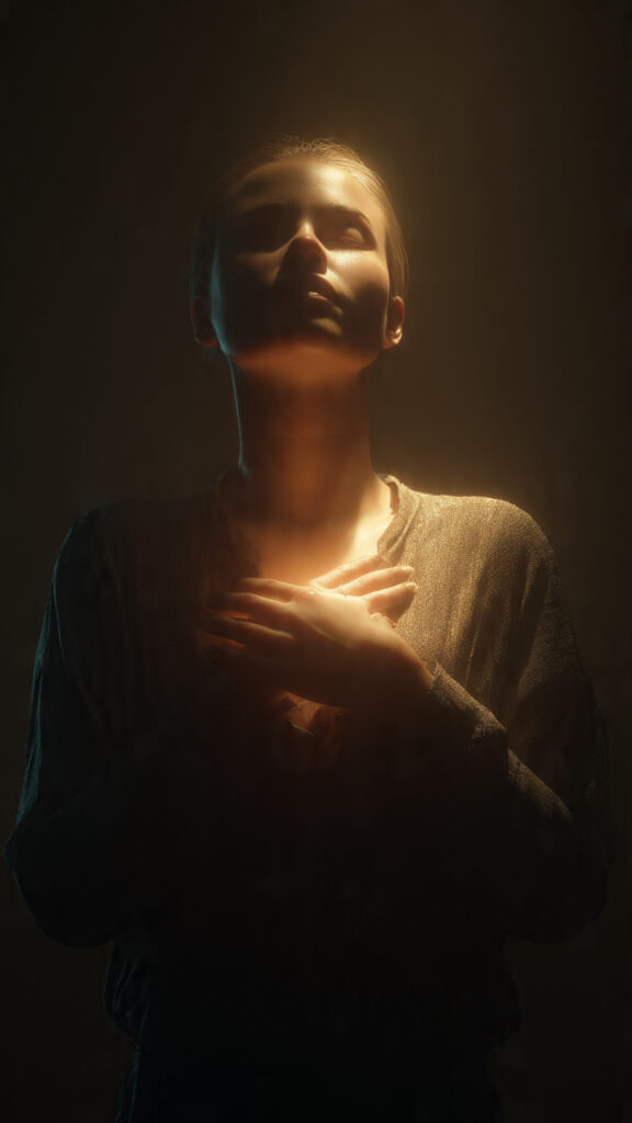 A person reflecting in a quiet moment with light symbolizing love, representing the meaning of 1 Corinthians 13 that without love we are nothing