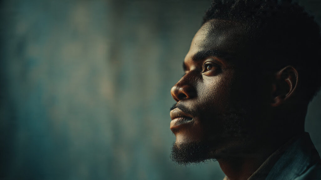 A high-resolution, professional cinematic 16:9 featured image for a blog. The left side features a realistic, thoughtful you man (resembling the style of Eric Gugua) in a modern studio setting with warm lighting.