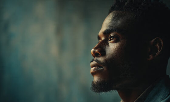 A high-resolution, professional cinematic 16:9 featured image for a blog. The left side features a realistic, thoughtful you man (resembling the style of Eric Gugua) in a modern studio setting with warm lighting.