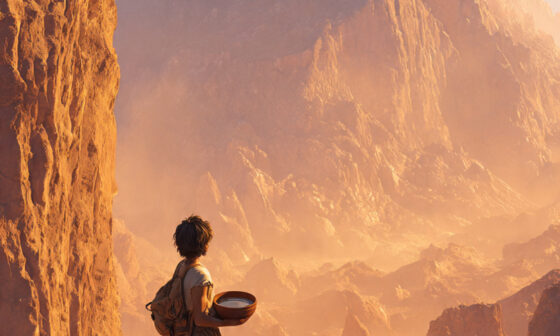 A determined young person looking at a mountain labeled Greatness, representing the need to expand one's appetite and vision for life.