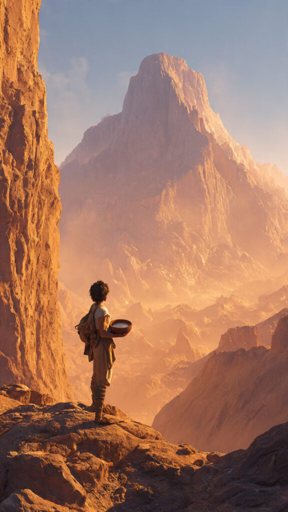 A determined young person looking at a mountain labeled Greatness, representing the need to expand one's appetite and vision for life.