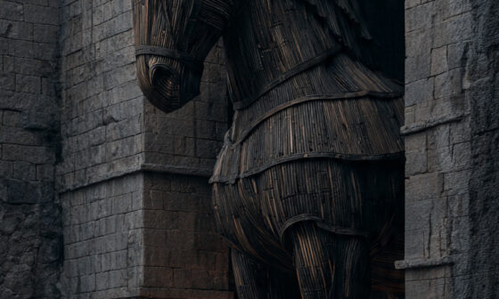 The Trojan Horse outside the gates of Troy, symbolizing the need for discernment in personal. spiritual and professional life.