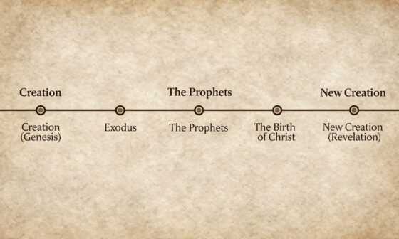 A chronological timeline of the Bible from Genesis to Revelation highlighting key theological milestones.