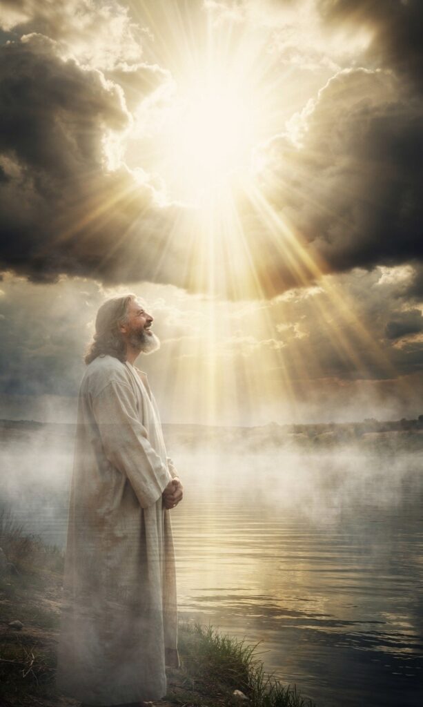 John the Baptist humbly steps into the background while Jesus shines brightly and draws people to Himself, symbolizing "He must increase, but I must decrease."